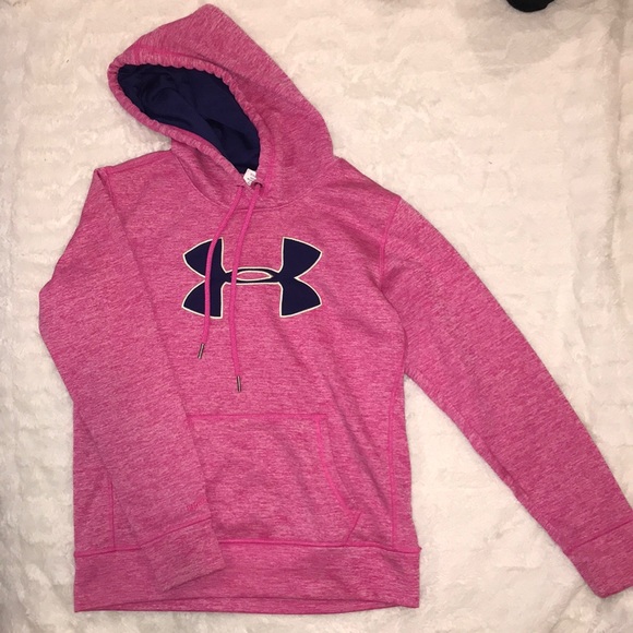 Small Pink Under armor hoodie with purple logo - Picture 1 of 8